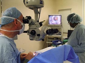 David Spalton performing cataract surgery